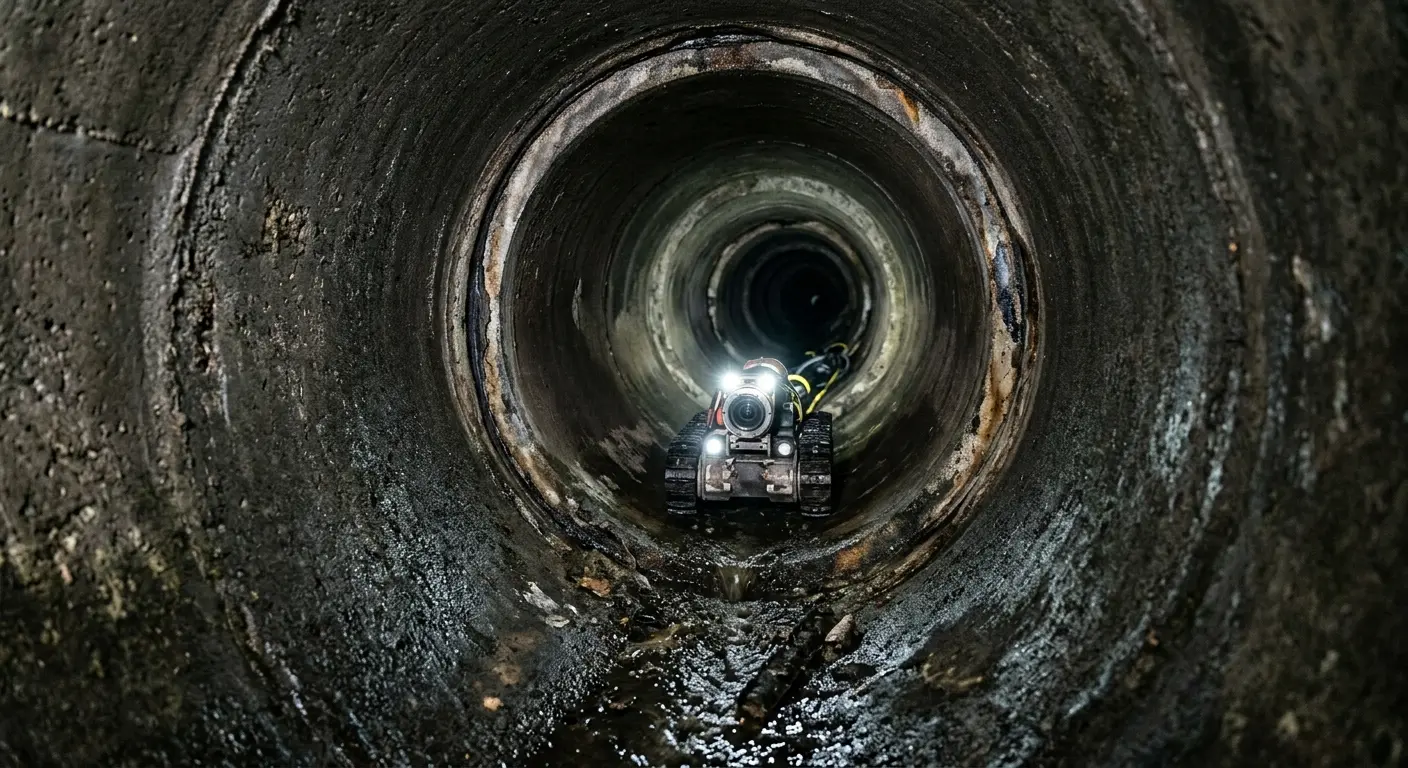Robotic sewer camera inspecting pipe interior for Sewer Line Repair in New Brunswick